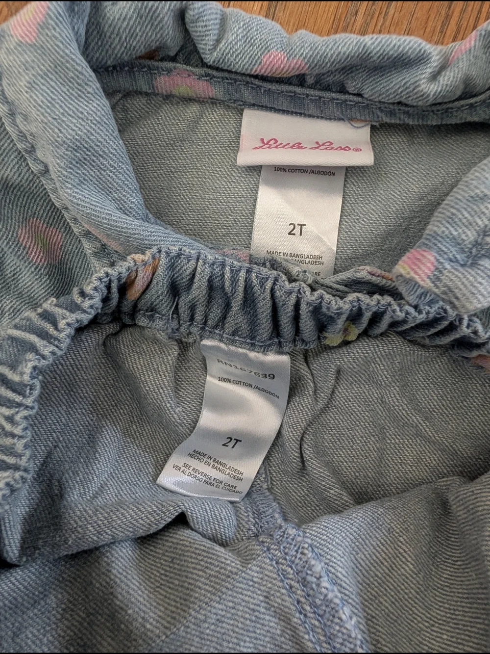 Little Lass Denim Jacket and Skort Set with Pastel Flower Print 2T - Picture 2 of 2